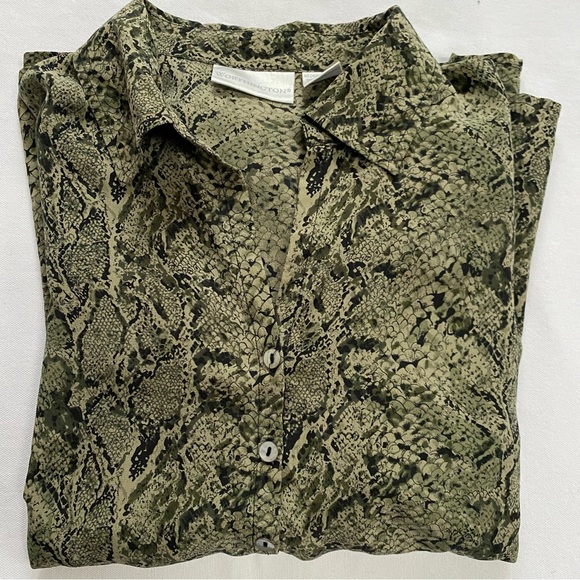 Worthington Silk Animal Print Vintage Buttoned Blouse M - Picture 10 of 10